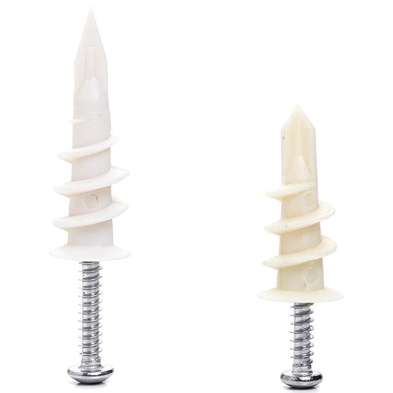 石膏板专用塑料膨胀管套装尼龙螺旋胀管胀塞混装跨境膨胀螺丝