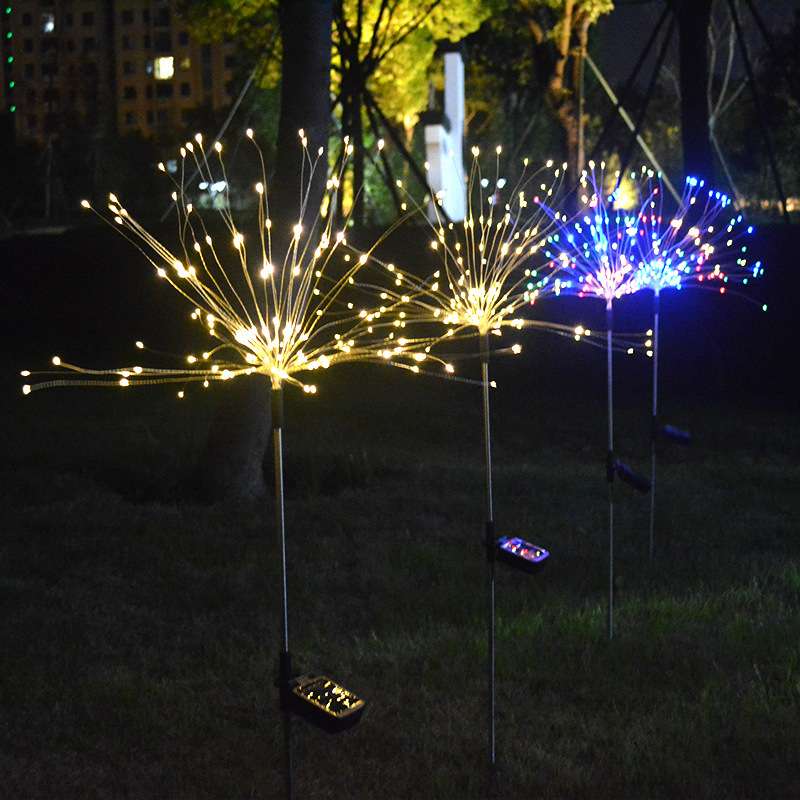 户外装饰灯led灯串庭院花园草坪氛围灯地插一拖六太阳能烟花灯