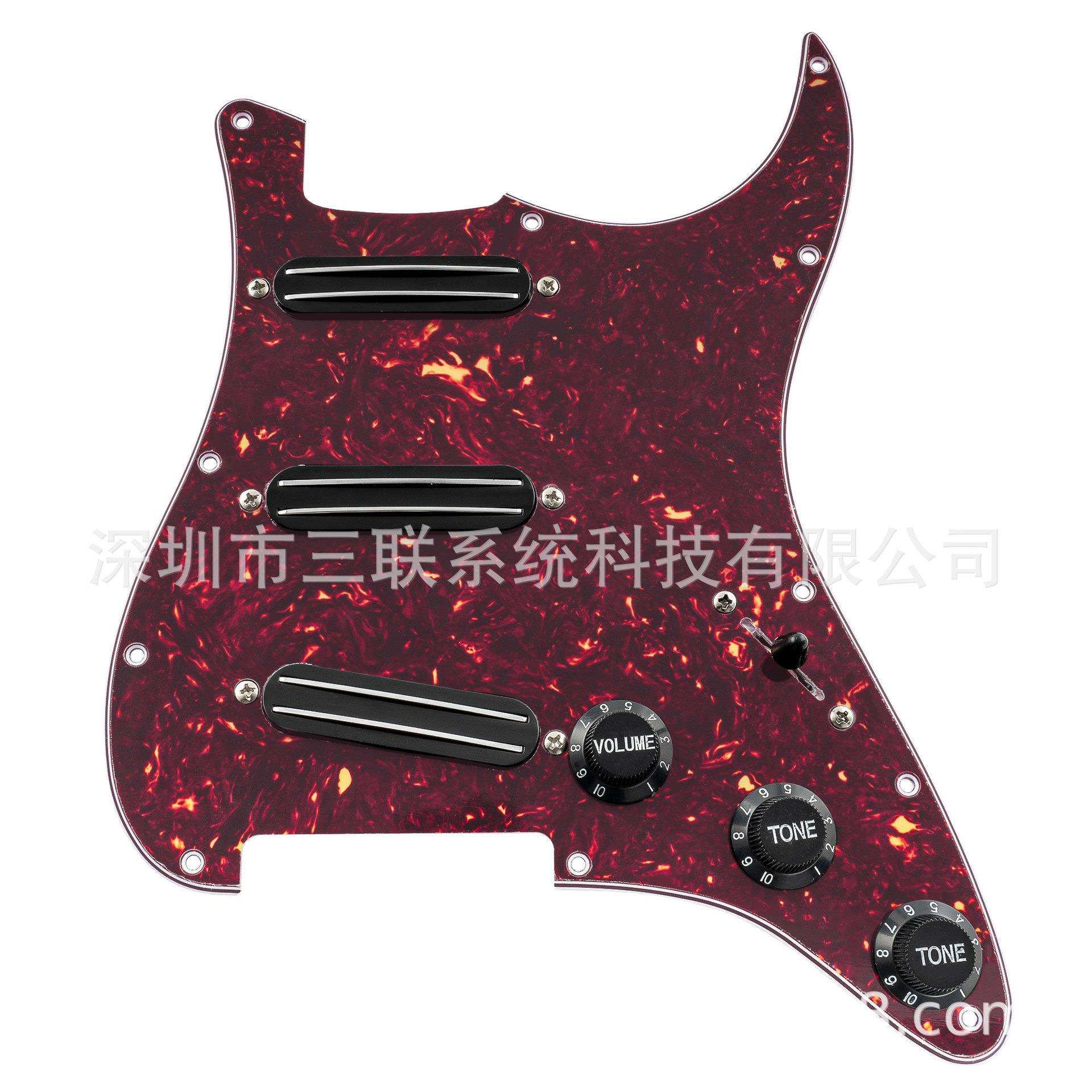 电吉他单单单带壳小双拾音器套装护板旋钮电位器线路集成深棕龟甲