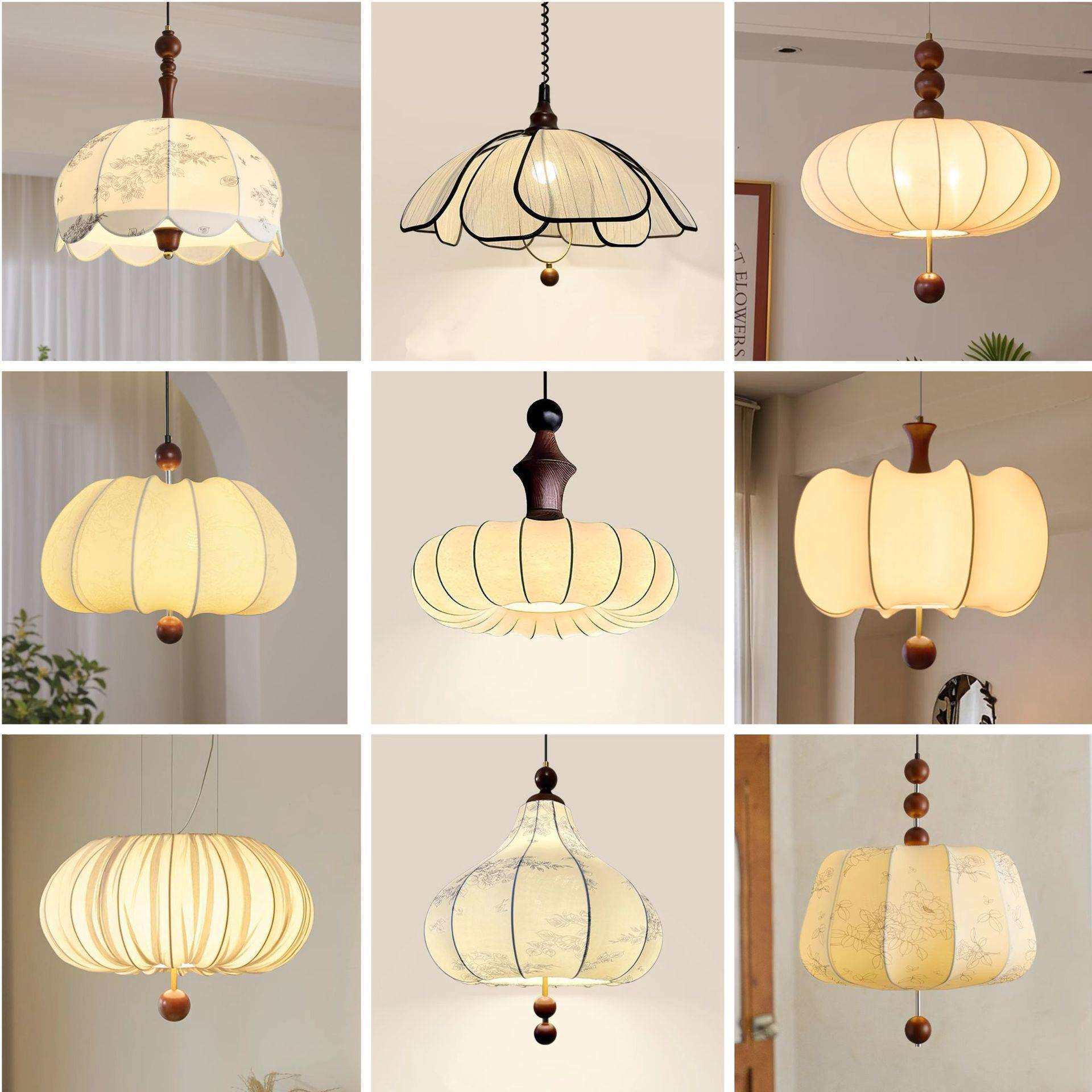 法式中古布艺客厅吊灯复古衣帽间卧室灯餐厅吧台灯南洋美式书房灯