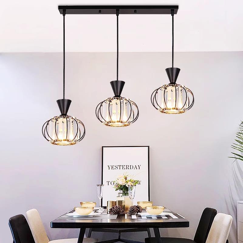 餐厅吊灯三头饭厅灯圆形现代简约家用轻奢酒店水晶餐桌餐吊灯具