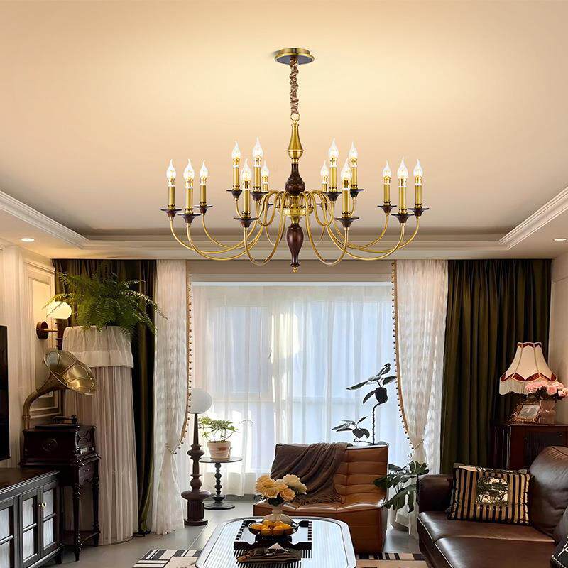 欧式全铜吊灯美式简约现代客厅主灯餐厅别墅大厅卧室铜led节能