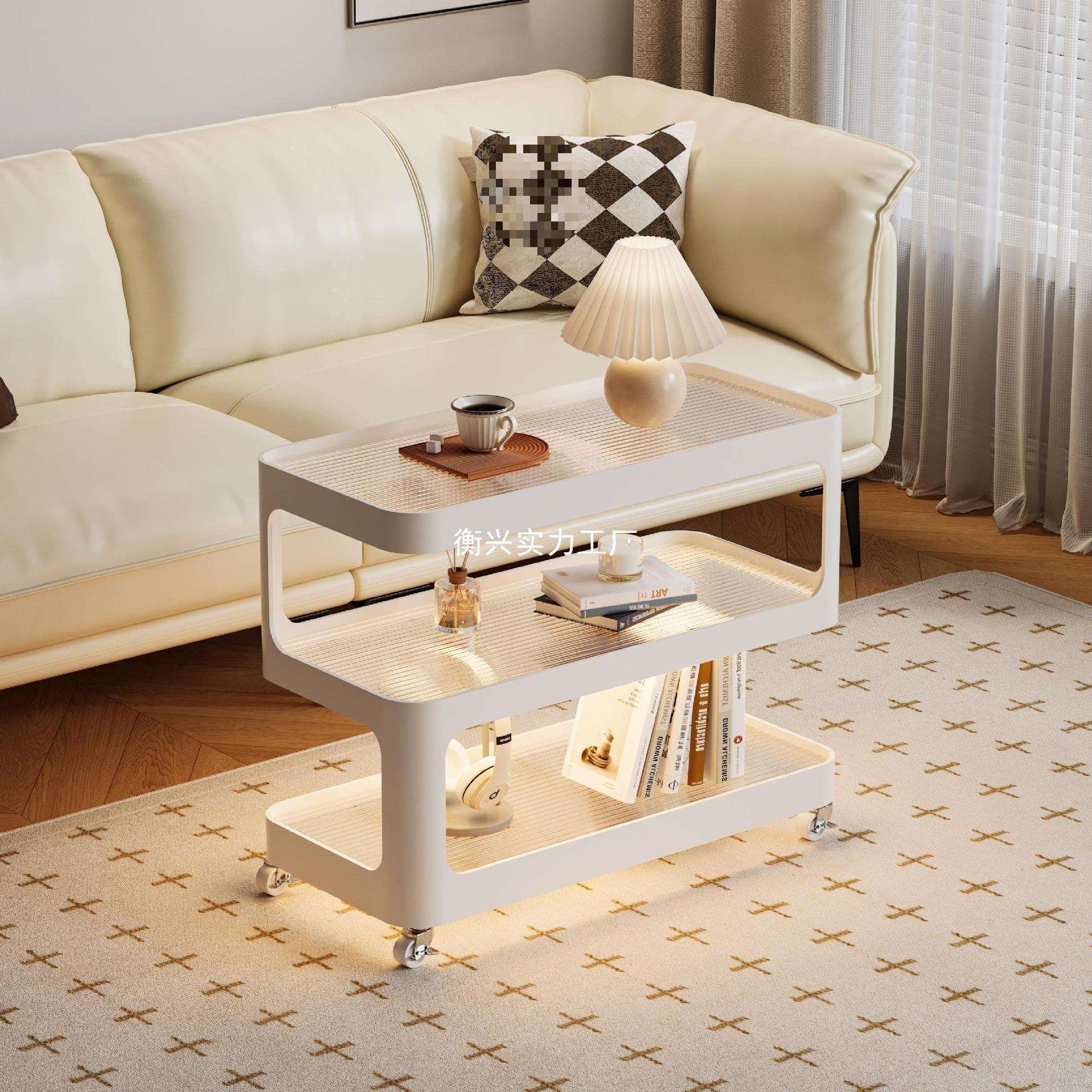 可移动边柜茶跨境沙发边几创意轻奢多功能带轮置物架床头柜