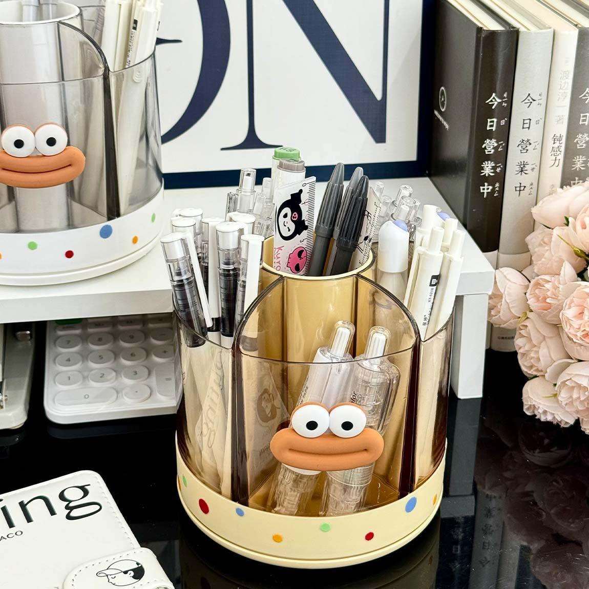 旋转笔筒多功能大容量桌面加厚文具收纳盒学生笔筒创意可爱
