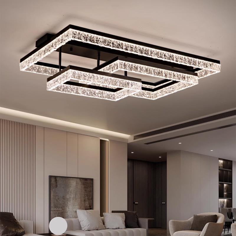 客厅灯主灯2025年新款北欧现代简约大气轻奢冰裂纹水晶吸顶灯