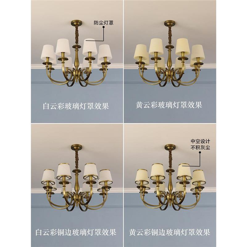 美式奢华大气古铜色复古简约客厅灯欧式别墅餐厅卧室玻璃全铜吊灯