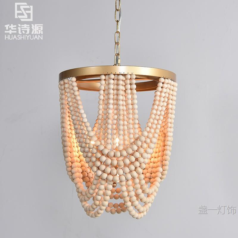 美式木珠卧室吊灯创意网红个性民宿餐厅吧台艺术儿童房法式复古灯