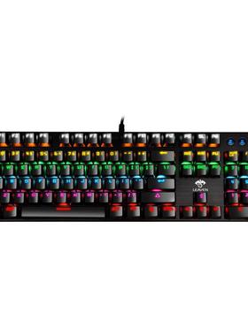 裂纹K990方帽 圆帽 复古旋钮青轴发光机械俄语 电竞游戏有线键盘