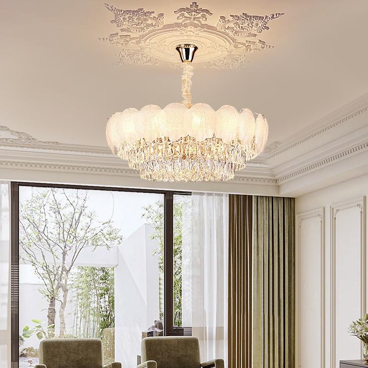 法式奶油风灯具现代简约浪漫艺术贝壳餐厅轻奢网红吊灯水晶客厅灯