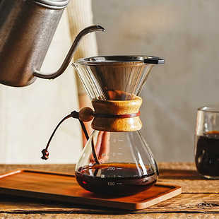 手冲咖啡壶套装 咖啡分享壶滴漏式 玻璃挂耳咖啡过滤漏斗滤杯带刻度