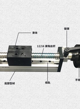CBX单线轨滚珠丝杆精密锁紧手摇工作台十字模组包邮直线导轨滑台