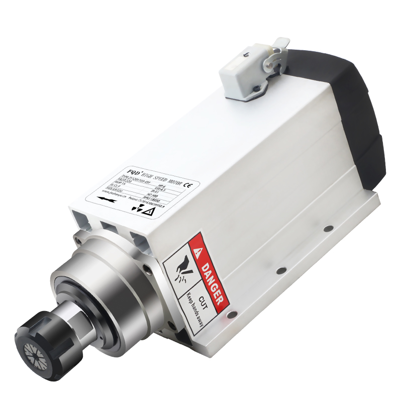 开料机4.5kw方形风冷主轴电机 ER32型 带法兰高速马达雕刻机配件