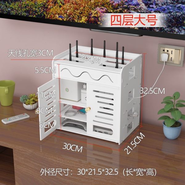w路由器收纳盒电视机顶盒置物架免打孔猫盒子wifif轻奢网线落地线