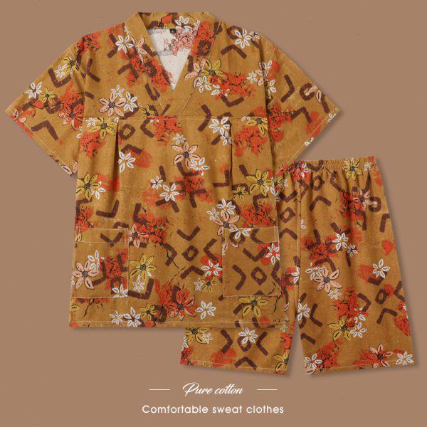 情侣套装桑拿亚麻大码汗蒸服女款洗浴浴高档按摩服服家居服睡衣男
