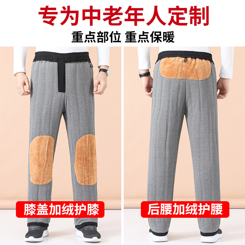 外穿棉裤男款冬季加厚防风东北保暖裤蚕丝棉中老年人爸爸加绒裤子