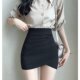 辣妹不规则性感半身裙女夏季 纯欲包臀短裙小个子半裙褶皱开叉裙子