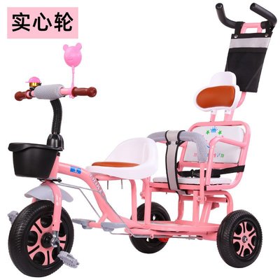 儿童三轮车可带人宝宝脚踏车双胞胎手推车婴儿大小宝二胎溜娃北秦