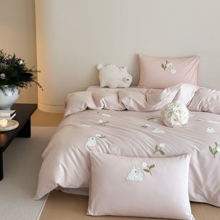 50贡缎卡通长绒棉毛巾绣系列四件套床上用品被套床笠 2025春夏新款