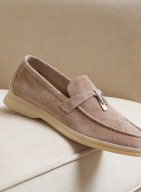 顶版 LP老钱风单鞋女平底乐福鞋软皮驾车鞋懒人一脚蹬豆豆鞋磨砂