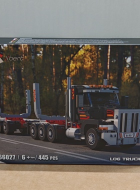 砖悦66027美式运木卡车小颗粒兼容445pcs拼装积木玩具模型摆件