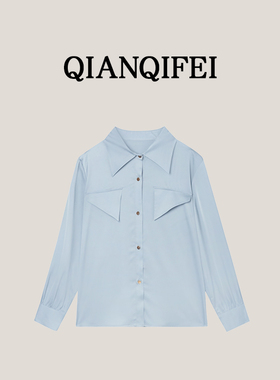 3-7F  新款复古法式宽松休闲设计感衬衫 Q-1093