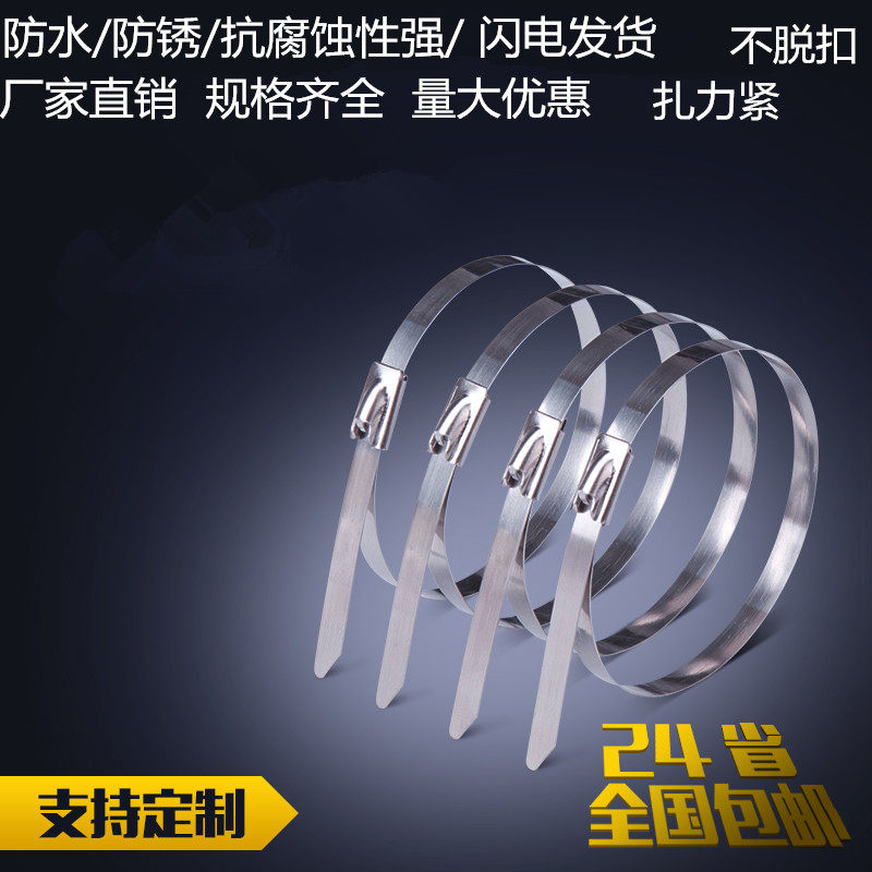 304不锈钢扎带自锁10*300船用扎带金属扎带收束线带铁丝固定绑带