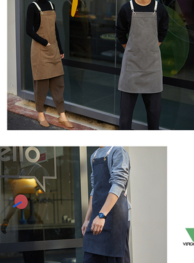 精选Virgo 多色餐厅奶茶店咖啡师美容美发师花艺洗水帆布围裙定制