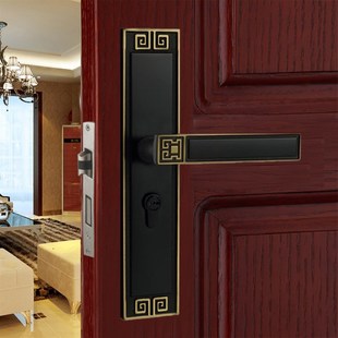 精选永佳福新中式现代静音实木门锁锌合金仿古房间室内门磁吸锁具