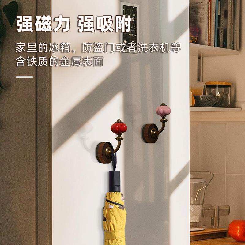 奥爱斯中古风免打孔粘钩免钉挂钩磁吸吸铁石钩防盗门强力挂衣钩