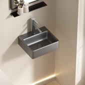 枪灰色陶瓷挂墙悬挂式 洗手盆小户型阳台洗脸面盆壁挂水面盘下水