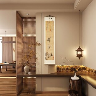 精选宋氏美学软装屏风隔断实木花格格栅入户客厅玄关遮挡茶室进门