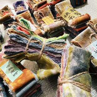 植物染手撕布条多编织手机链绳挂艺diy布绳晕染色彩布手工制作脖