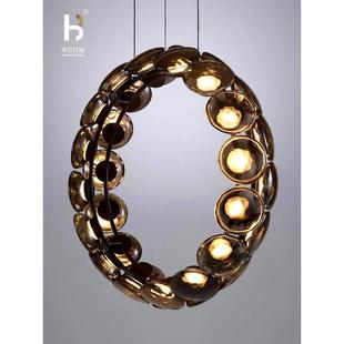 中山工厂展厅别墅豪宅高档餐厅玻璃球圈圈灯具熔岩玻璃吊灯玻璃球