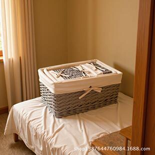 手工编织柳编柳蓝 临沂草柳编厂家生产各种套装收纳篮