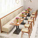 定制主题茶餐厅西餐厅实木卡座沙发编藤椅小吃甜品店靠墙桌椅组合