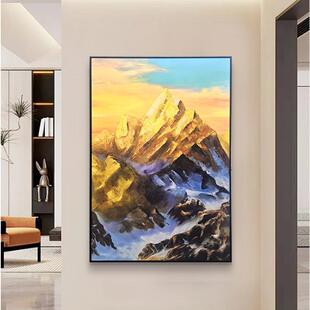 日照金山立体装饰画 半手工铝合金边框挂画 玄关过道壁画山80120