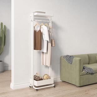 铁艺挂衣架家用客厅衣帽架落地式可移动卧室收纳架网红双层置物架