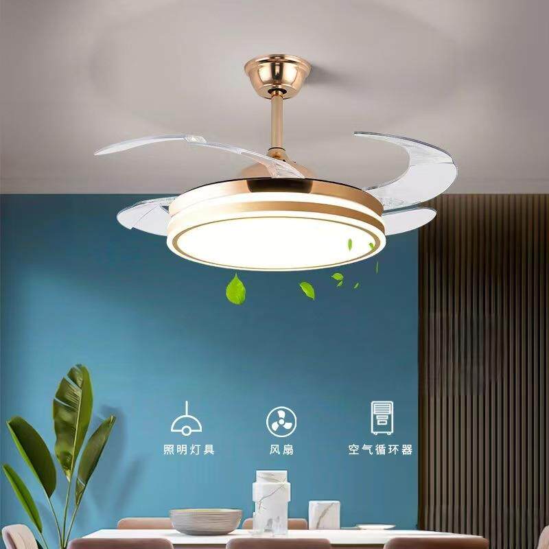 LED简约现代家用客厅餐厅卧室风扇灯静音餐厅吊扇灯新款隐形吊灯
