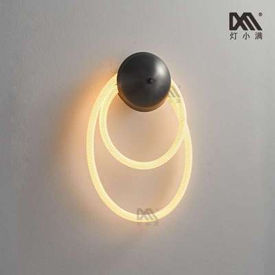 灯小满现代极简壁灯北欧奶油风氛围墙灯卧室客厅创意圆圈线条壁灯