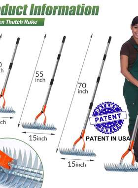 Walensee Thatch Rake 15英寸草坪草耙