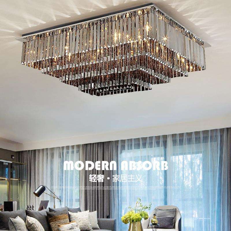 现代简约水晶客厅灯北欧轻奢卧室长方形吸顶灯创意家用餐厅LED灯