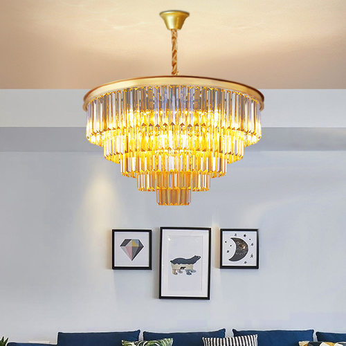 美式水晶吊灯轻奢客厅圆形餐