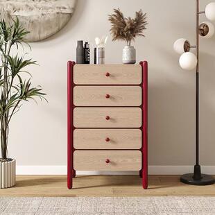 中古风实木斗柜客厅立柜电视旁边柜法式复古风卧室高档收纳抽屉柜