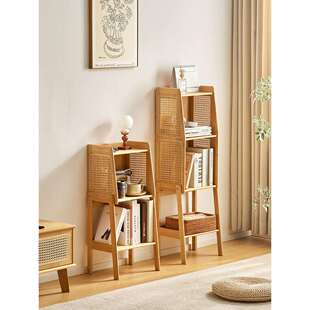 书架置物架落地藤编书柜家用客厅电视柜旁立柜卧室床头收纳储物柜