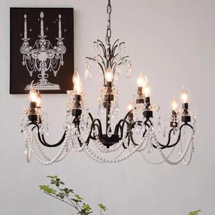 法式客厅吊灯大厅轻奢水晶灯复古高端创意蜡烛卧室灯简约餐厅灯具
