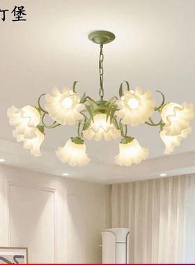 富贵法式田园客厅吊灯创意蜡烛网红铃兰花美式乡村复古灯卧室灯1