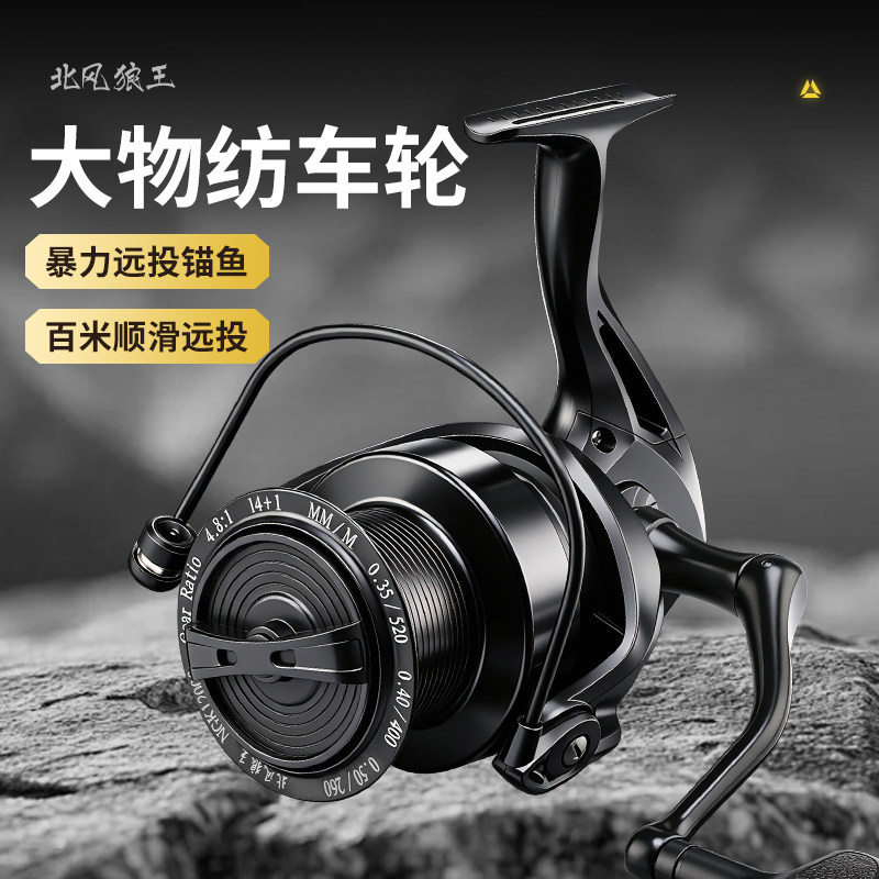 大物纺车轮全金属线杯远投渔轮图片