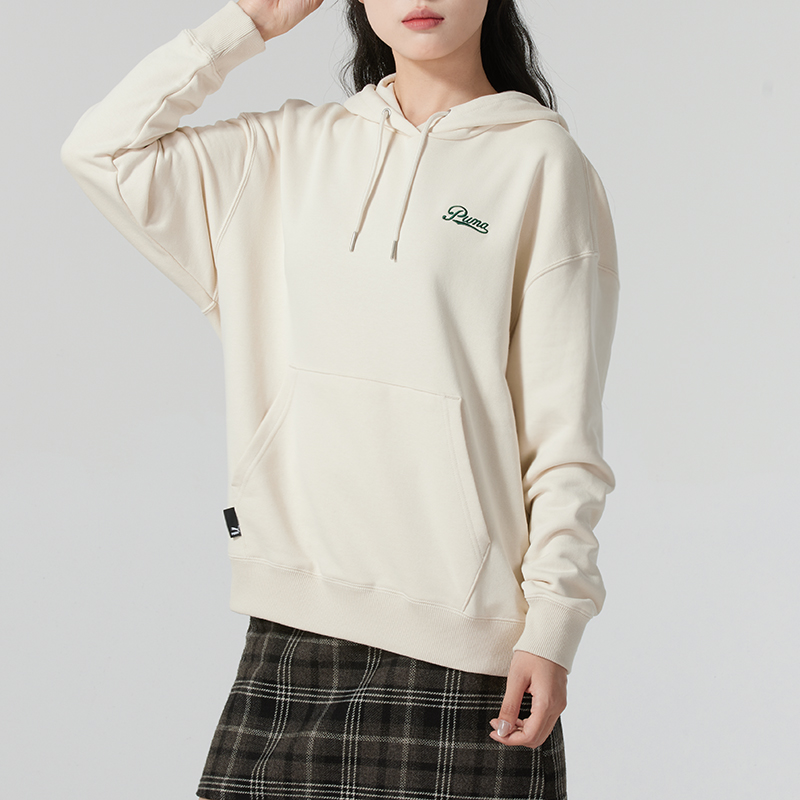 彪马秋冬新款宋妍霏同款抽绳连帽运动卫衣女休闲套头衫