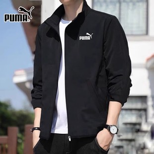 PUMA彪馬男子梭織夾克2025秋季 黑色立領(lǐng)運(yùn)動(dòng)服防風(fēng)休閑外套 新款