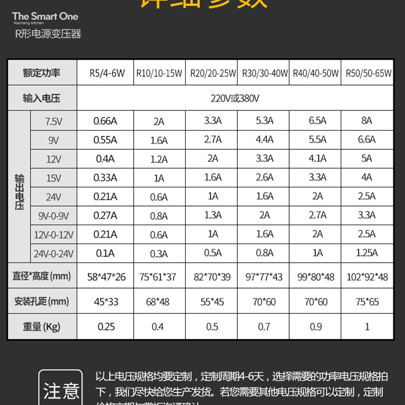 R50型 50W-65W 220V380V变7.5V9V12HV15V24V48V110VR形电源变压器